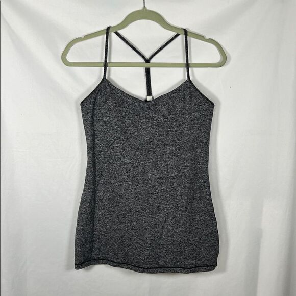 Lululemon Power Y Tank Top Heathered Gray Active Women's Size 10 - Picture 2 of 6